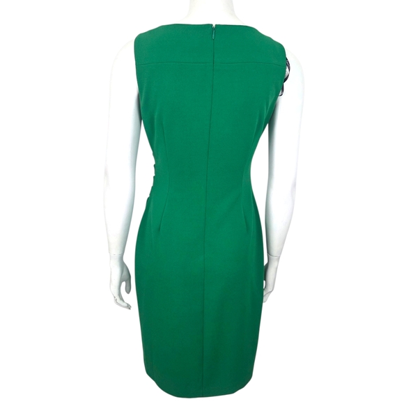 Calvin Klein Career Sheath Dress Womens 6 Green Sleeveless Knee Length Pleated - Picture 4 of 9